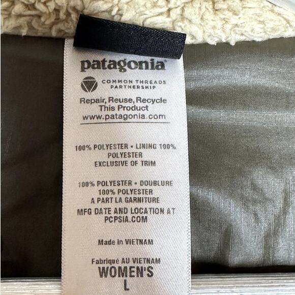 Patagonia Fleece Ivory Fluffy Warm Cozy Wind Jacket Full Zip Sweater Size Large - Picture 11 of 11